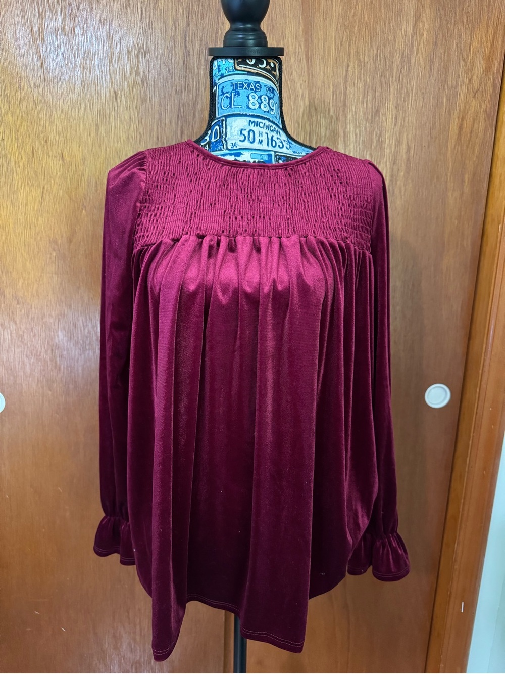 Rich Burgundy Satin Blouse